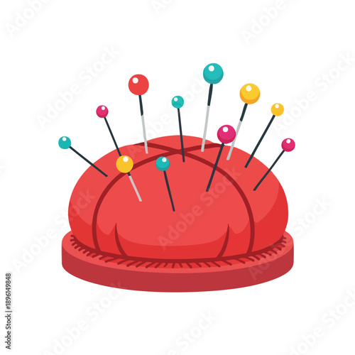 Red Pin Cushion with Colorful Pins
