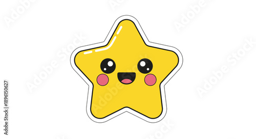 happy star sticker, yellow star with face