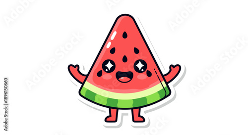 happy cartoon watermelon character