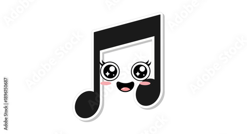 smiling music note with cute face