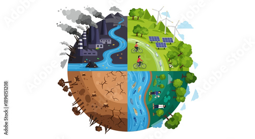 Eco-friendly earth globe illustration with four seasons