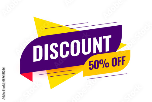 Discount 50% off sale banner sticker label tag graphic design element