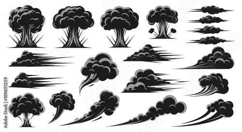 Set of 20 explosion cloud icons vector
