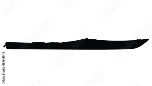 Silhouette of a sleek black curved boat or ship on a white background side view nautical design