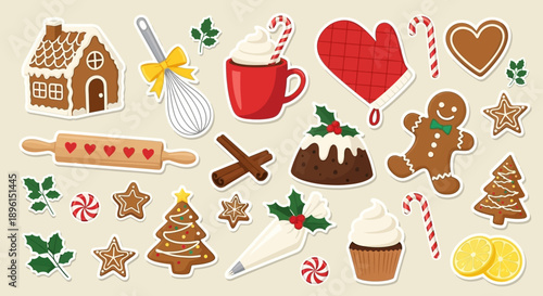 Christmas baking icons vector set