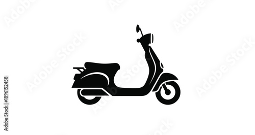 Black silhouette scooter against white background side view transportation symbol