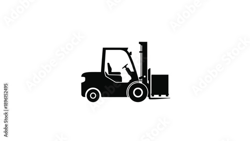 Forklift silhouette with operator industrial vehicle icon warehouse equipment symbol heavy machinery graphic