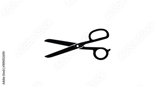 Black scissors icon on white background for cutting or crafting purposes