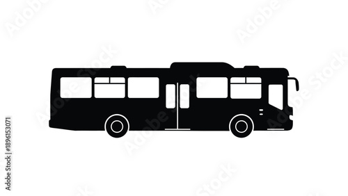 Black silhouette of a city bus on a white background side view transportation concept