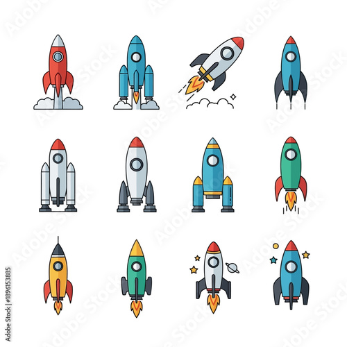 Diverse Rocket Collection: Space Exploration, Launch, and Future Icons