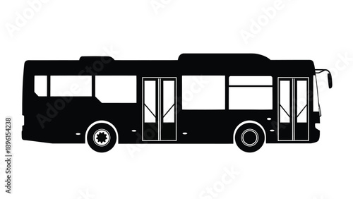 Black silhouette of a city bus on white background side view transportation concept