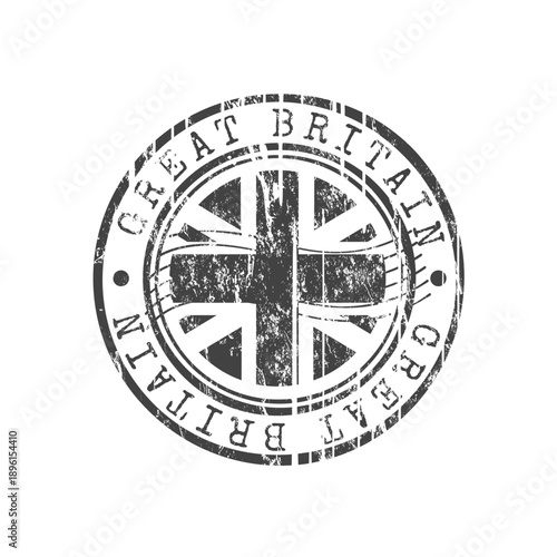 Great britain black rubber stamp with flag and grunge effect