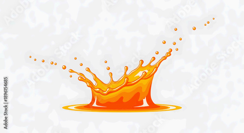 Vector illustration of a vibrant orange splash with droplets against a white background