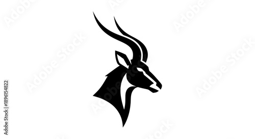 Black antelope head silhouette logo