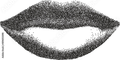 Mouth vintage y2k stipple art, lips halftone stipple brutalist retro vector png with transparent background, grin 2000s aesthetic photocopy effect tattoo