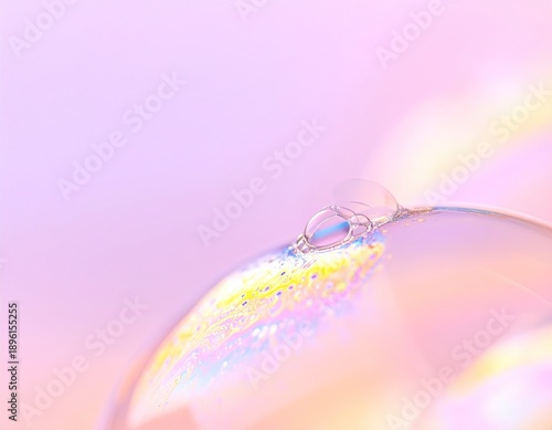 Iridescent bubble surface with smaller bubbles
