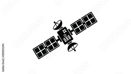Satellite in space with solar panels and antennas isolated on white background for technology and communication concepts