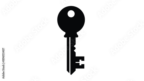 Black key silhouette on white background symbolizing security and access