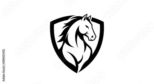 Horse Head Shield Logo Vector