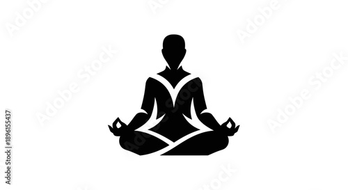 Meditating person silhouette in lotus pose
