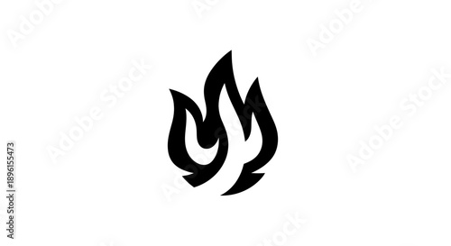 Stylized black flame icon on white background