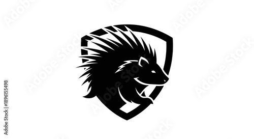 Porcupine Silhouette inside Shield Logo