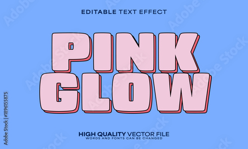 Retro text effect, editable text effect and pink 3d font style bold shadow girl poster design