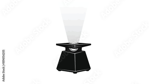 Black popcorn machine with white kernel container on top isolated on white background ready for movie night