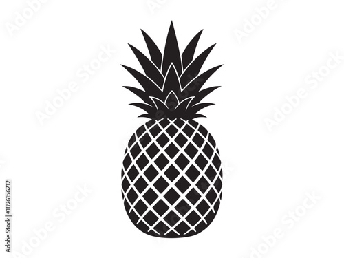 Pineapple fruit silhouette vector icon of tropical exotic plant for summer and hospitality branding