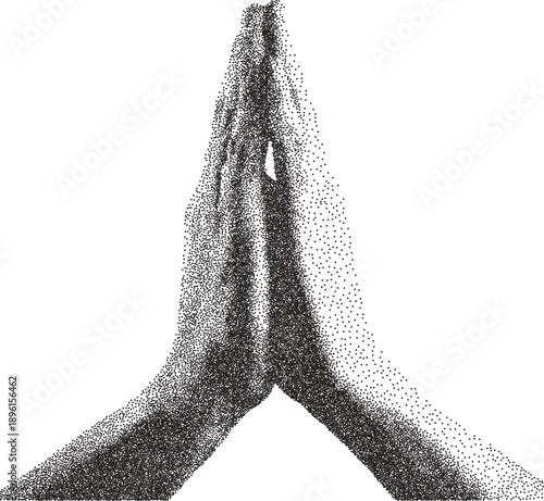 Prayer retro y2k stipple design god halftone brutalist urban vector png with clear background, faith 2000s photocopy grunge tattoo gen z effect