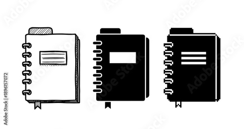 Three sketchbook designs with spiral binding and plain covers