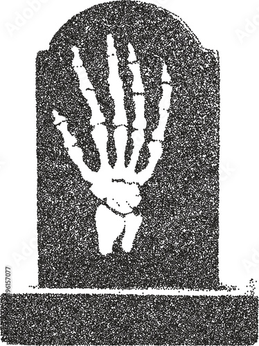 Tombstone vintage y2k stipple art, graveyard halftone stipple brutalist retro vector png with transparent background, eerie 2000s aesthetic photocopy effect tattoo