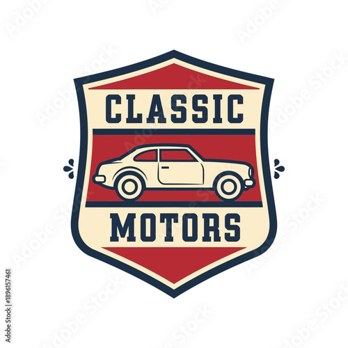 Classic Motors Vintage Car Emblem Badge Logo