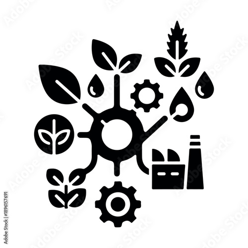 Sustainable development concept with eco-friendly industrial elements