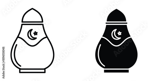 Black and white salt and pepper shakers cartoon vector illustration isolated on white background