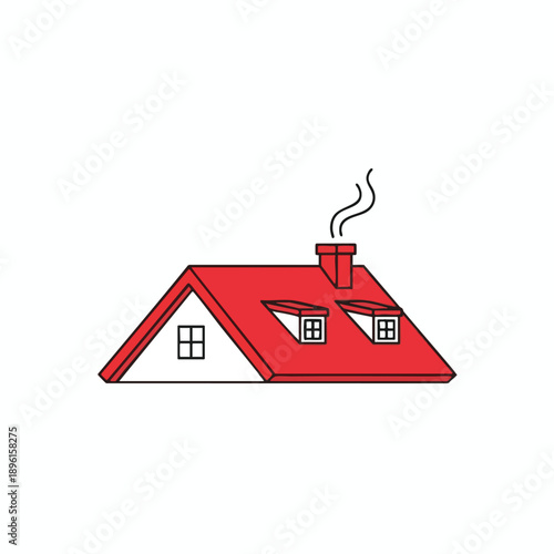Cozy House with Smoking Chimney Vector Illustration