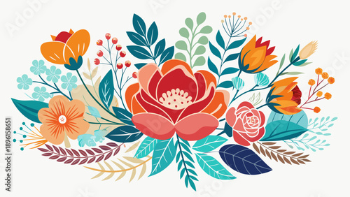 Vibrant floral celebration with cheerful garden Vibrant autumn floral bouquet with warm earthy tones Vector



