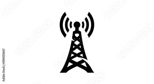 Radio tower with signal waves icon