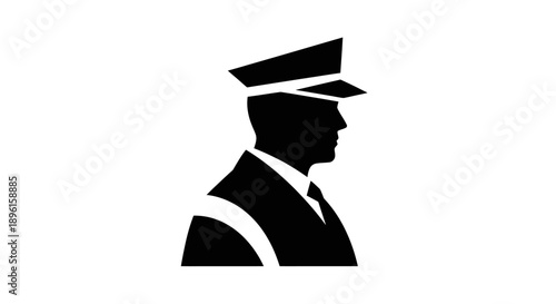 Silhouette of a uniformed person in a cap