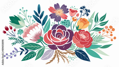 Vibrant floral celebration with cheerful garden Vibrant autumn floral bouquet with warm earthy tones Vector



