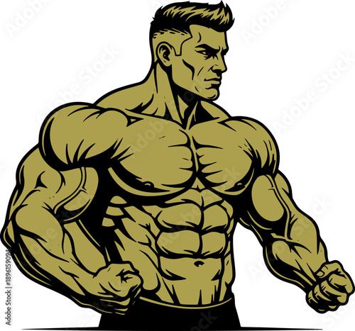 Muscular Man Cartoon Character Illustration.