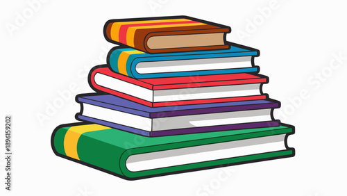 Colorful stack of books representing knowledge and learning Vector
