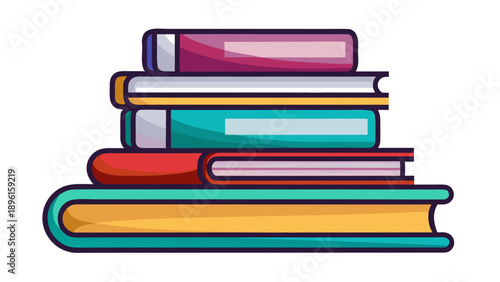 Colorful stack of books representing knowledge and learning Vector
