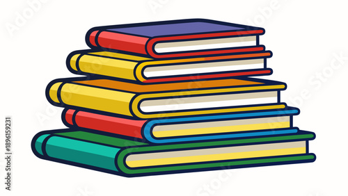 Colorful stack of books representing knowledge and learning Vector

