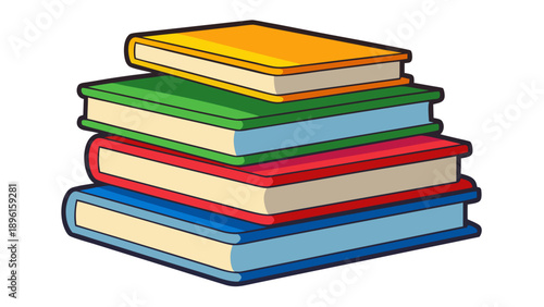 Colorful stack of books representing knowledge and learning Vector
