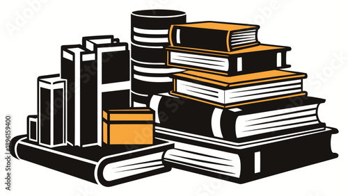 Colorful stack of books representing knowledge and learning Vector
