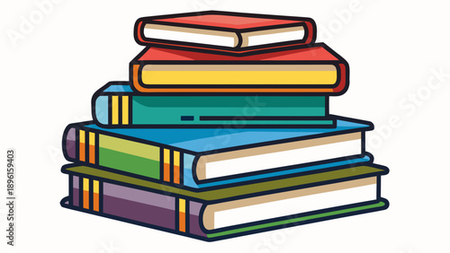 Colorful stack of books representing knowledge and learning Vector
