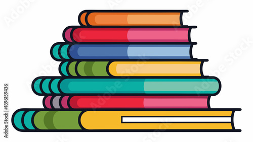 Colorful stack of books representing knowledge and learning Vector
