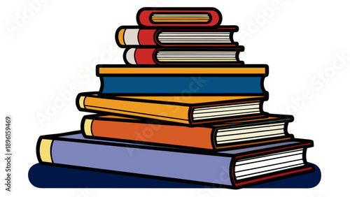 Colorful stack of books representing knowledge and learning Vector
