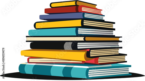 Colorful stack of books representing knowledge and learning Vector
